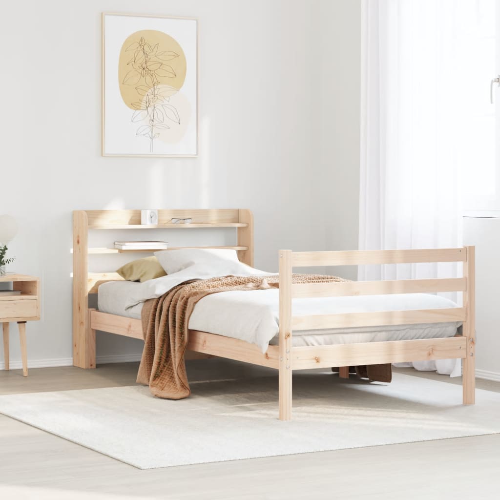Bed Frame with Headboard without Mattress 75x190 cm Small Single